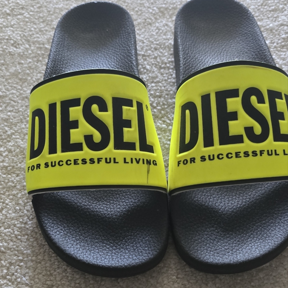 Diesel Neon Yellow and Black Slides